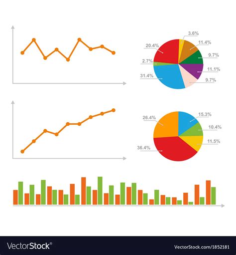 Charts statistics and pie diagram Royalty Free Vector Image