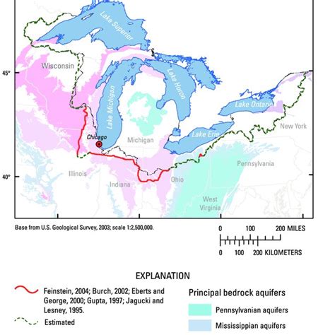 Figure. Bedrock geology of the Great Lakes region in the United States ...