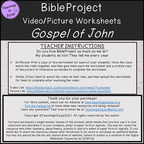 Summary of the Gospel of John Bible book overview activity | Made By Teachers