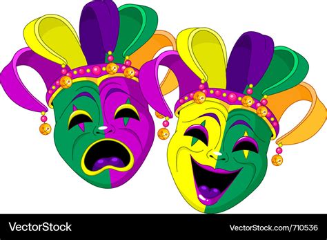 Mardi gras comedy and tragedy masks Royalty Free Vector