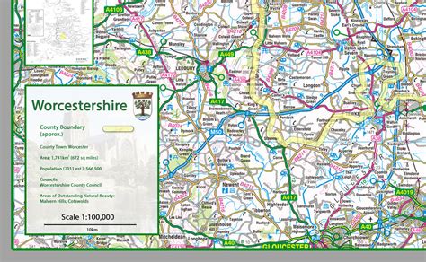 Worcestershire County Map | I Love Maps