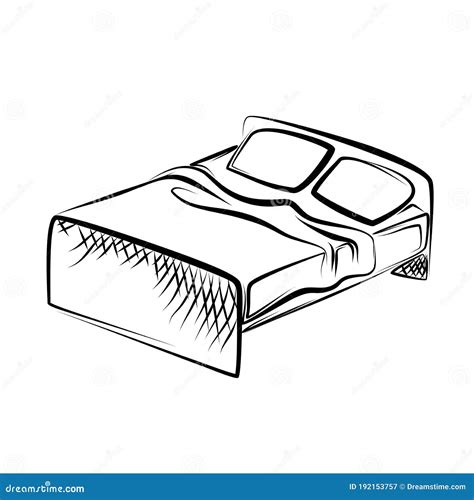 Black Outline Vector Bed on White Background. Stock Vector - Illustration of interior, black ...