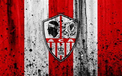 Download wallpapers FC Ajaccio, 4k, new logo, Ligue 2, stone texture ...