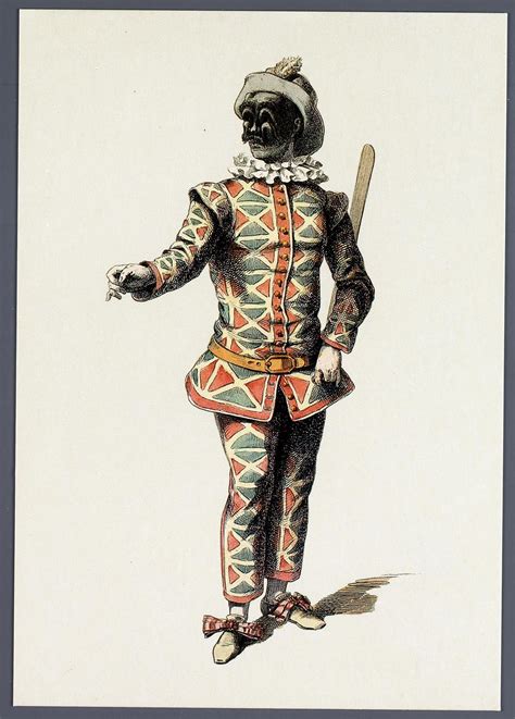 Harlekijn (Arlecchino) zoals hij voorkomt in de originele commedia dell'arte. | Pierrot