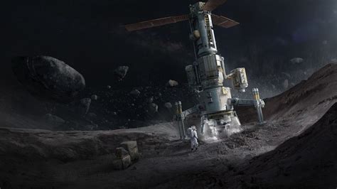 Asteroid Mining, Yong Bin Tan on ArtStation at https://www.artstation.com/artwork/Kq23x ...