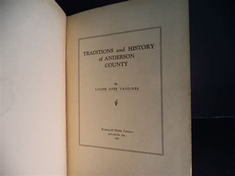 Traditions and History of Anderson County (South Carolina)