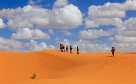 Premium Photo | People walk of the sahara desert