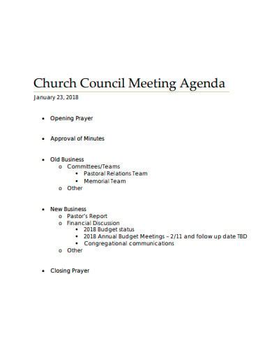 Church Council Meeting Agenda Template Cards Design Templates - Riset