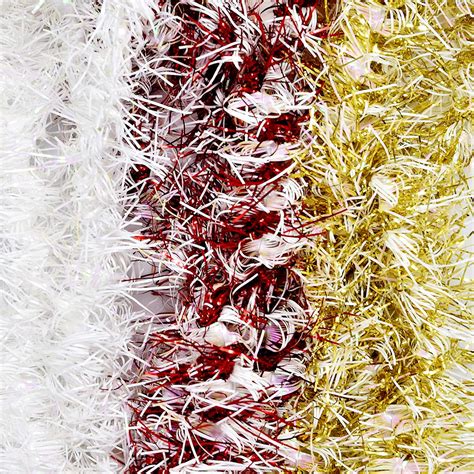 Christmas Tinsel Garland Decorations, Set of 3 for Home Indoor ...