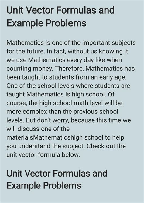 SOLUTION: Unit vector formulas and example problems - Studypool