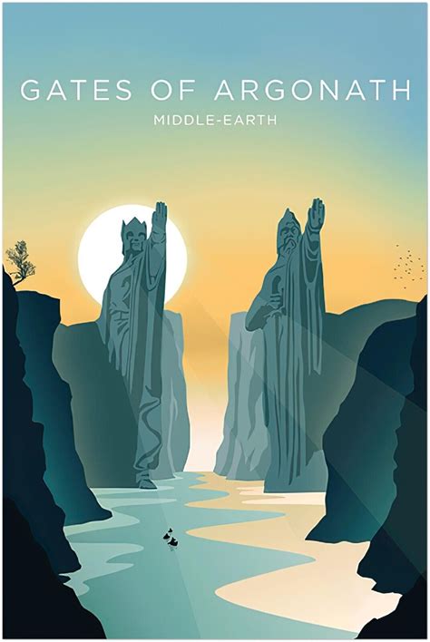 Lord of the Rings Poster- Gates of Argonath Travel Print, Wall Art, Vintage | eBay