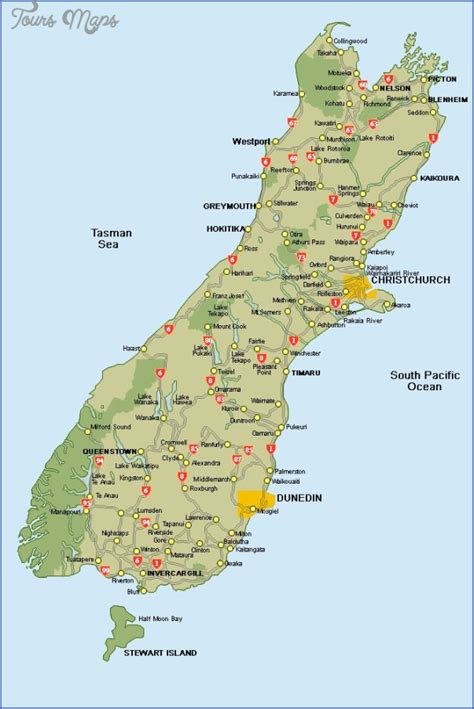 Southern Alps New Zealand Map - ToursMaps.com