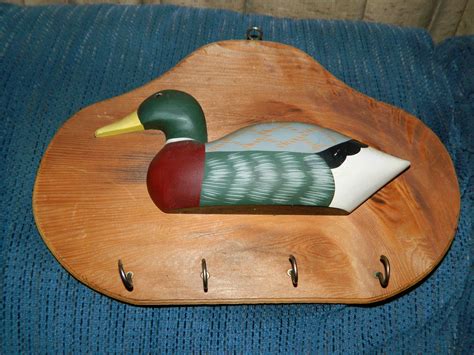 Vintage Wooden Duck Wall Decoration with 4 Hooks to Hang Your | Etsy ...