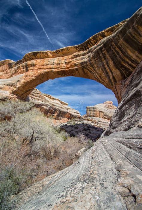 A Rock Bridge Over a Canyon at Natural Bridges National Monument. Stock Image - Image of gorge ...