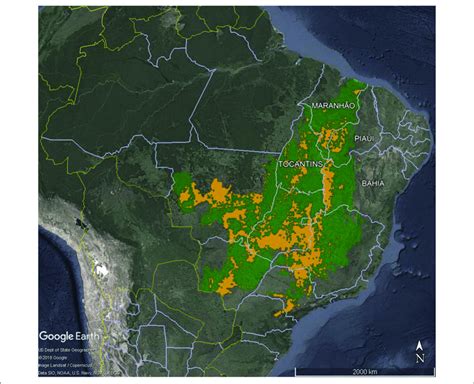 | Map of Brazil showing the Cerrado biome (shaded in green) and soy... | Download Scientific Diagram