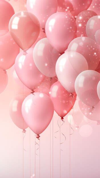 Premium AI Image | birthday balloons pink background ilustrado en colori in the style of soft ...