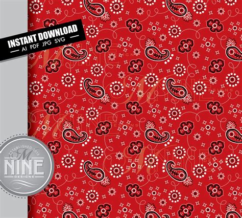 Red Bandana Pattern Seamless Red Bandana Downloads Vector - Etsy