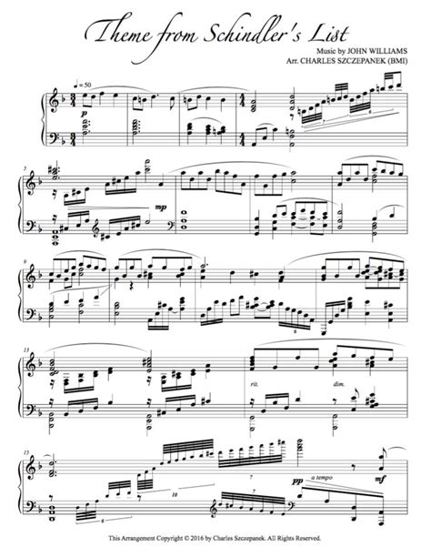 Theme from Schindler's List-Sheet Music for Solo Piano | Sheet music ...