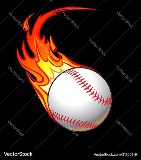 Flaming baseball Royalty Free Vector Image - VectorStock