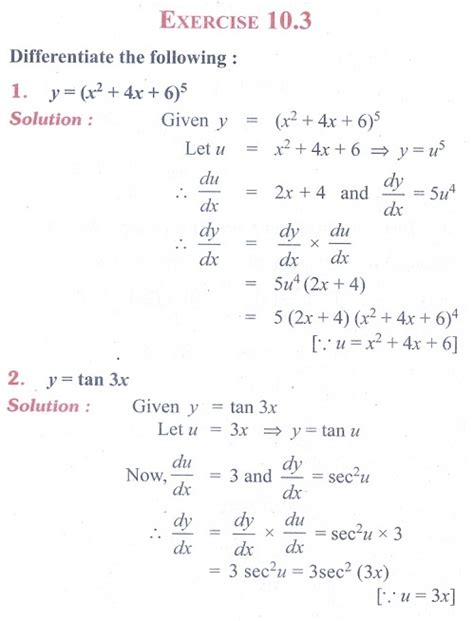 Exercise 10.3: Examples on Chain Rule (Differentiation Rules) - Problem ...