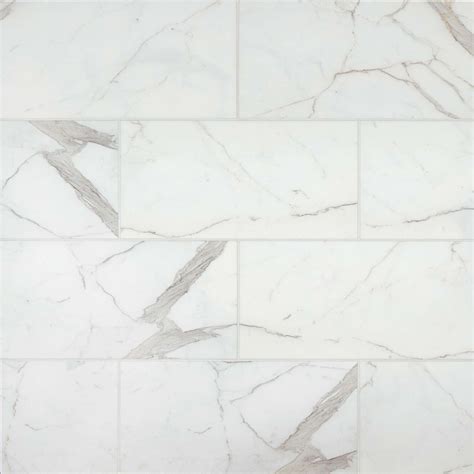 Calacatta 12″ x 24″ Honed Marble Tile in White - Beyond Flooring