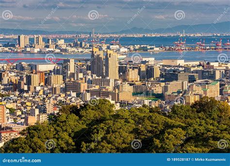 Kobe City Skyline with Kobe Port and Osaka Bay in the Distance in Kobe ...