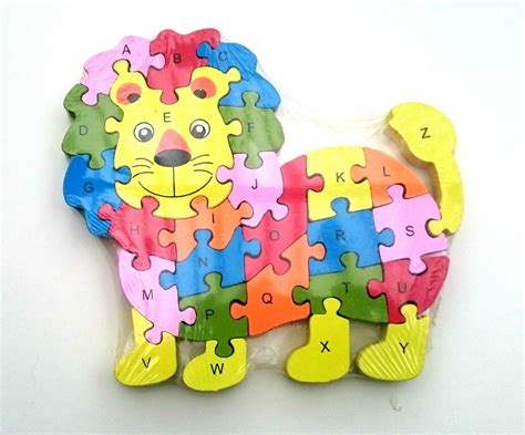 Wooden lion jigsaw/puzzle with numbers and letters,colorful educational ...