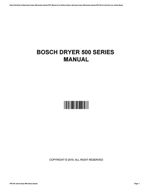 Bosch dryer 500 series manual by p613 - Issuu