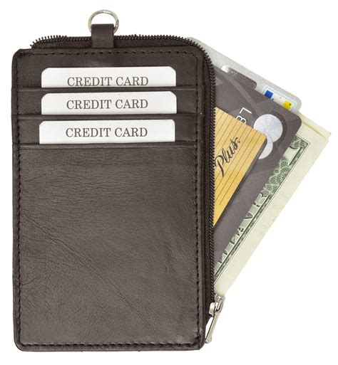 RFID Blocking Premium Genuine Leather Credit Card Holder Zipper ID Nec – Marshalwallet