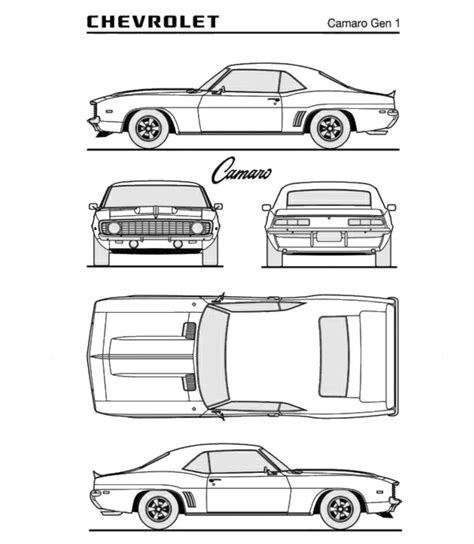 the chevrolet camaro car is shown in this drawing