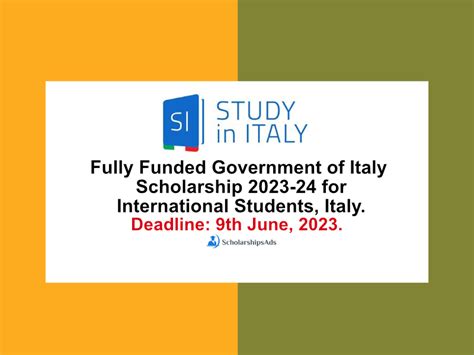 Fully Funded Government of Italy Scholarship 2023-24 for International Students, Italy.