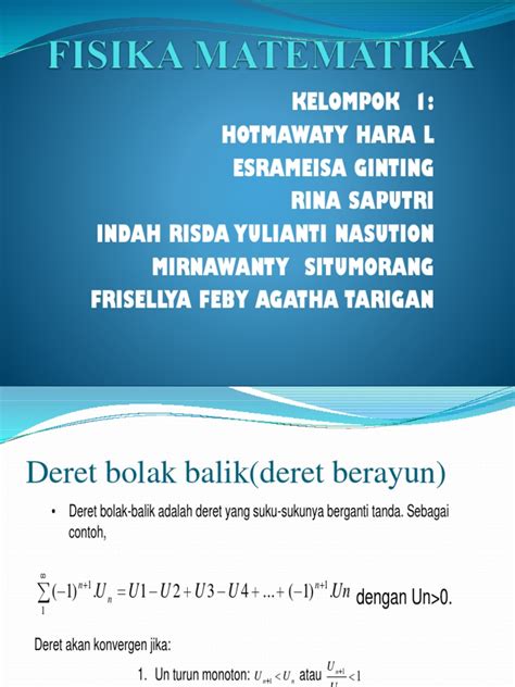 Fisika Matematika Deret Bolak Balik Kel 3 Esra | PDF