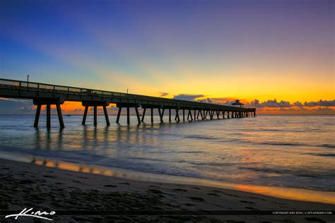 Deerfield Beach Fishing Pier Sunrise Deep Colors | Royal Stock Photo