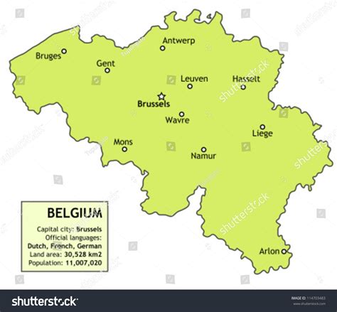 Belgium Map Major Cities Brussels Antwerp Stock Vector (Royalty Free ...