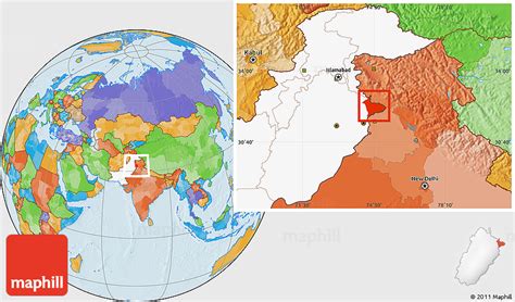 Political Location Map of Sialkot, highlighted country