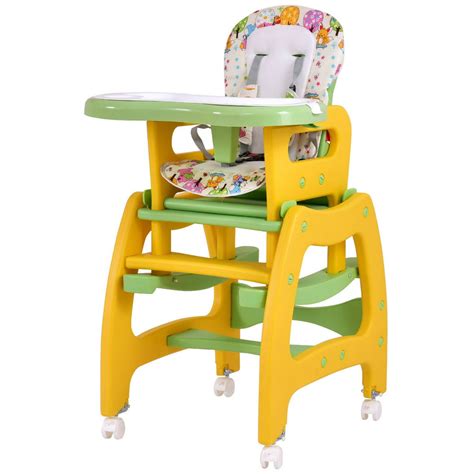 Costway 3 in 1 Baby High Chair Convertible Play Table Seat Booster Toddler Feeding Tray ...