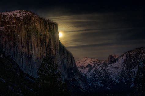 Tunnel View Moonrise Photograph by Ning Lin - Pixels