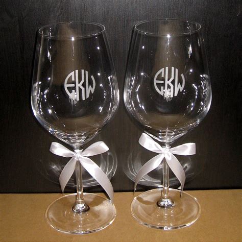 ENGRAVED PERSONALIZED MONOGRAM ON CRYSTAL WINE GLASSES (SMGEG-003WC ...