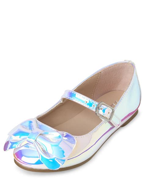 Toddler Girls Easter Holographic Faux Patent Leather Matching Ballet Flats