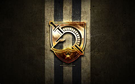Download wallpapers Army Black Knights, golden logo, NCAA, brown metal background, american ...