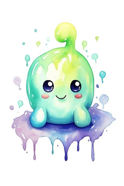 Premium AI Image | Slime jelly monster watercolor clipart cute isolated ...