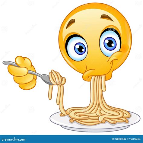 Emoticon Eating Spaghetti Vector Illustration | CartoonDealer.com ...