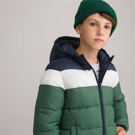 Les signatures - warm reversible padded jacket with hood, navy blue/green, La Redoute ...