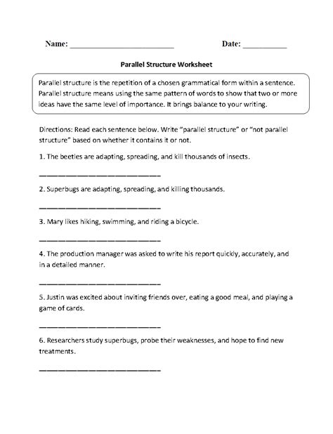 Englishlinx.com | Parallel Structure Worksheets