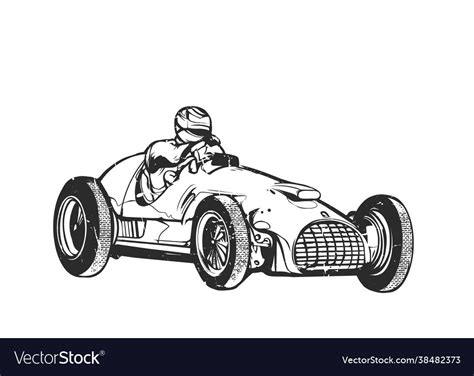 Vintage race car for printing hand graphics Vector Image