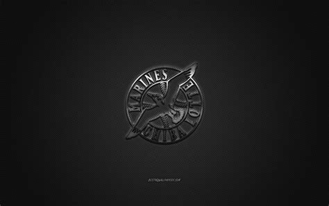 Download wallpapers Chiba Lotte Marines, Japanese baseball club, silver logo, NPB, gray carbon ...