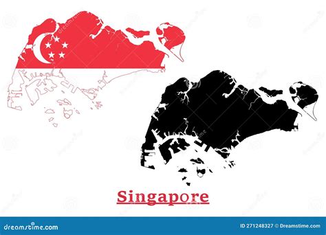 Singapore National Flag Map Design Stock Vector - Illustration of asian ...