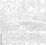 The Water Lily Pond 1899 By Claude Monet Adult coloring Page Stock  sketch template