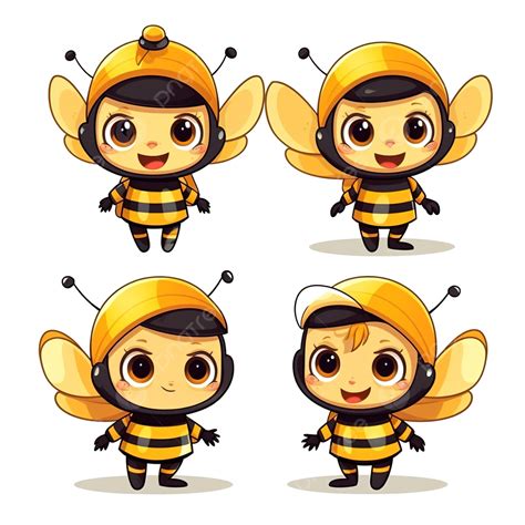Collection Set Of Cartoon Cute Bee In Halloween Costume, Witch Broom, Halloween Witch, Dracula ...