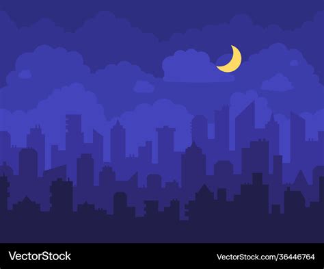 Night cityscape cartoon city at Royalty Free Vector Image